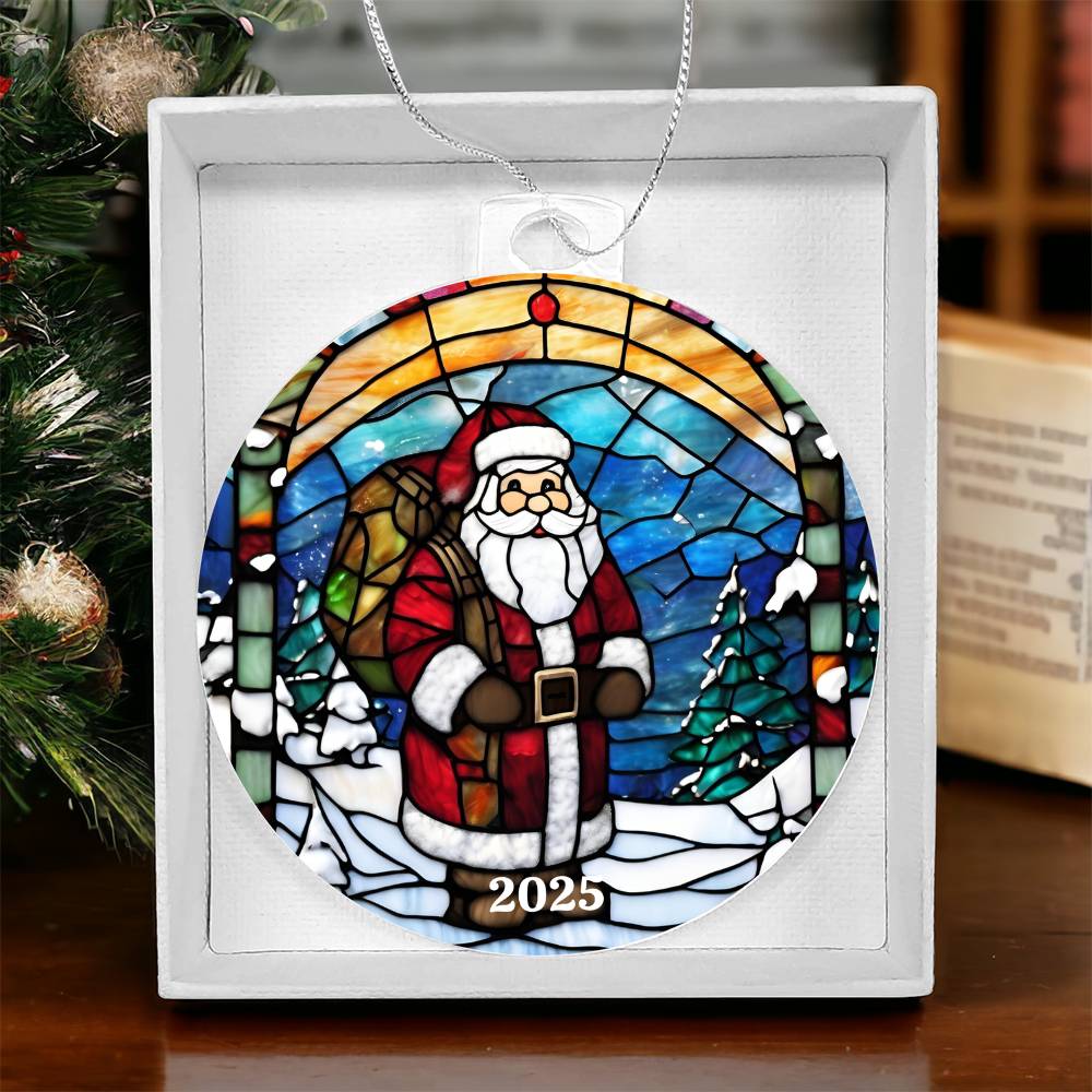 Santa Stained Glass Ornament