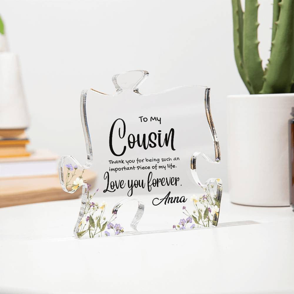 Cousin Acrylic Puzzle Plaque-[Heartfelt Family Gift]