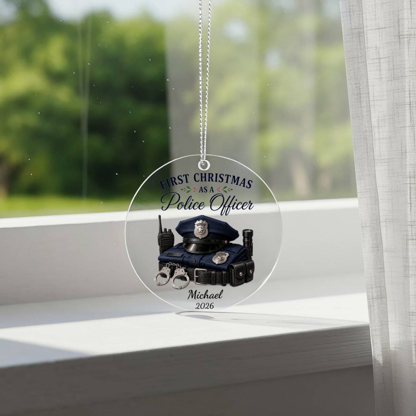 1st Christmas Police Ornament, Police Officer Gift, Personalized Acrylic Ornament, Law Enforcement Keepsake, Holiday Tree Decoration