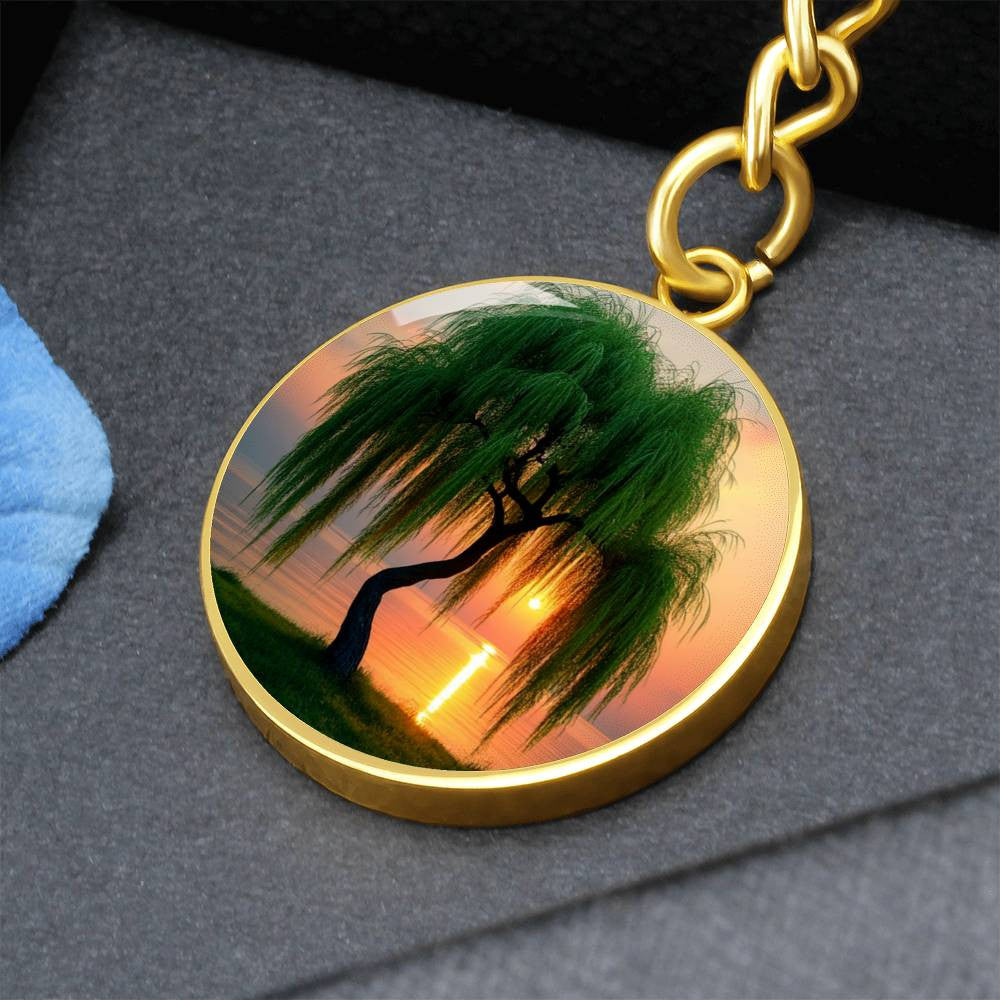Weeping Willow Engraved Keychain-[Heartfelt Family Gift]