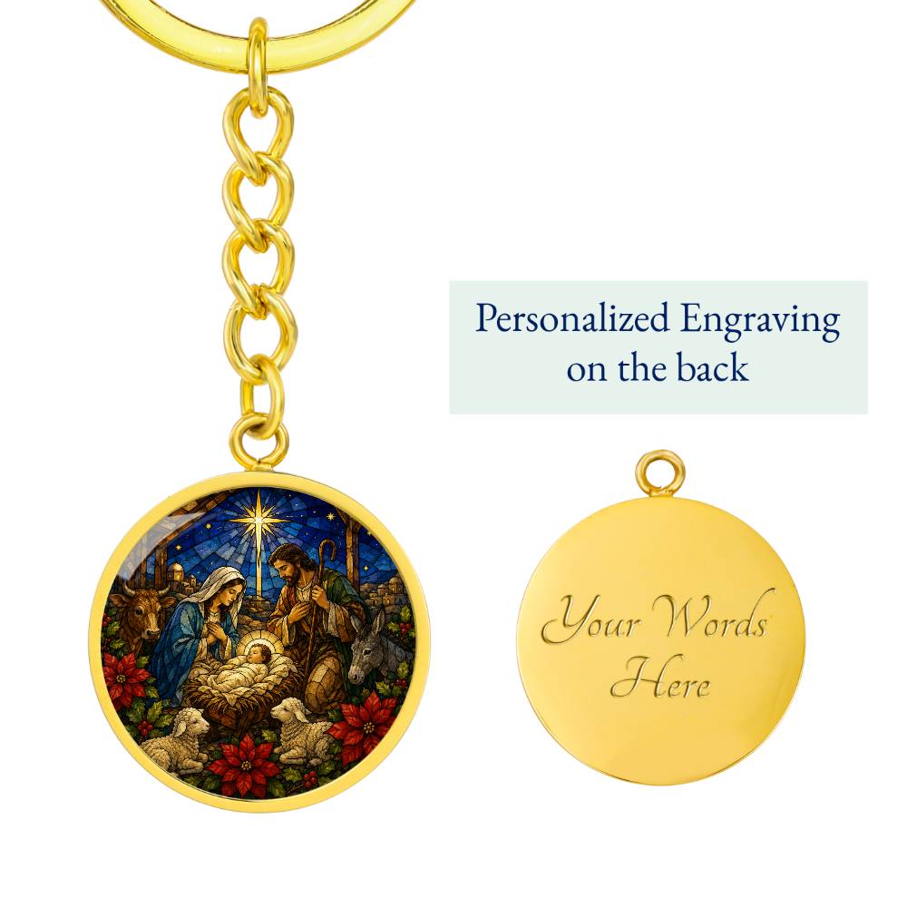 Nativity Scene Necklace, Religious Jewelry Gift, Personalized Christmas Pendant