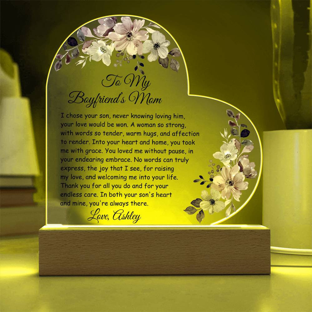 Boyfriends Mom Acrylic Heart Plaque-[Heartfelt Family Gift]