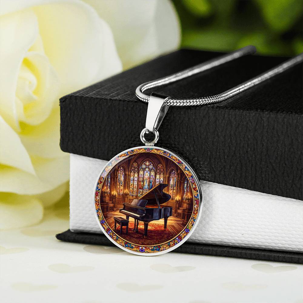 Grand Piano Necklace Pendant, Stained Glass Inspired Jewelry, Music Lover Gift, Elegant Piano Keychain, Unique Bracelet Charm, Gift for Pianists