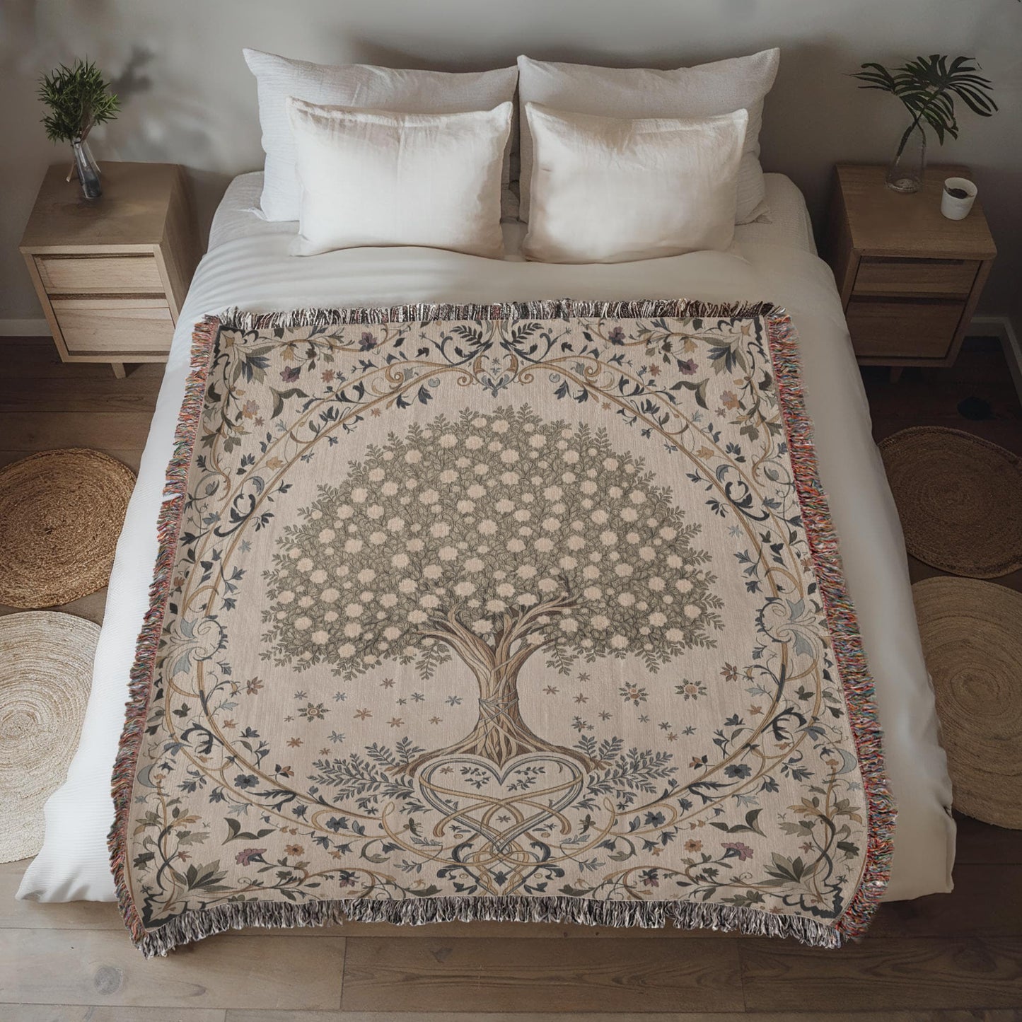 Tree of Life Floral Woven Blanket-[Heartfelt Family Gift]