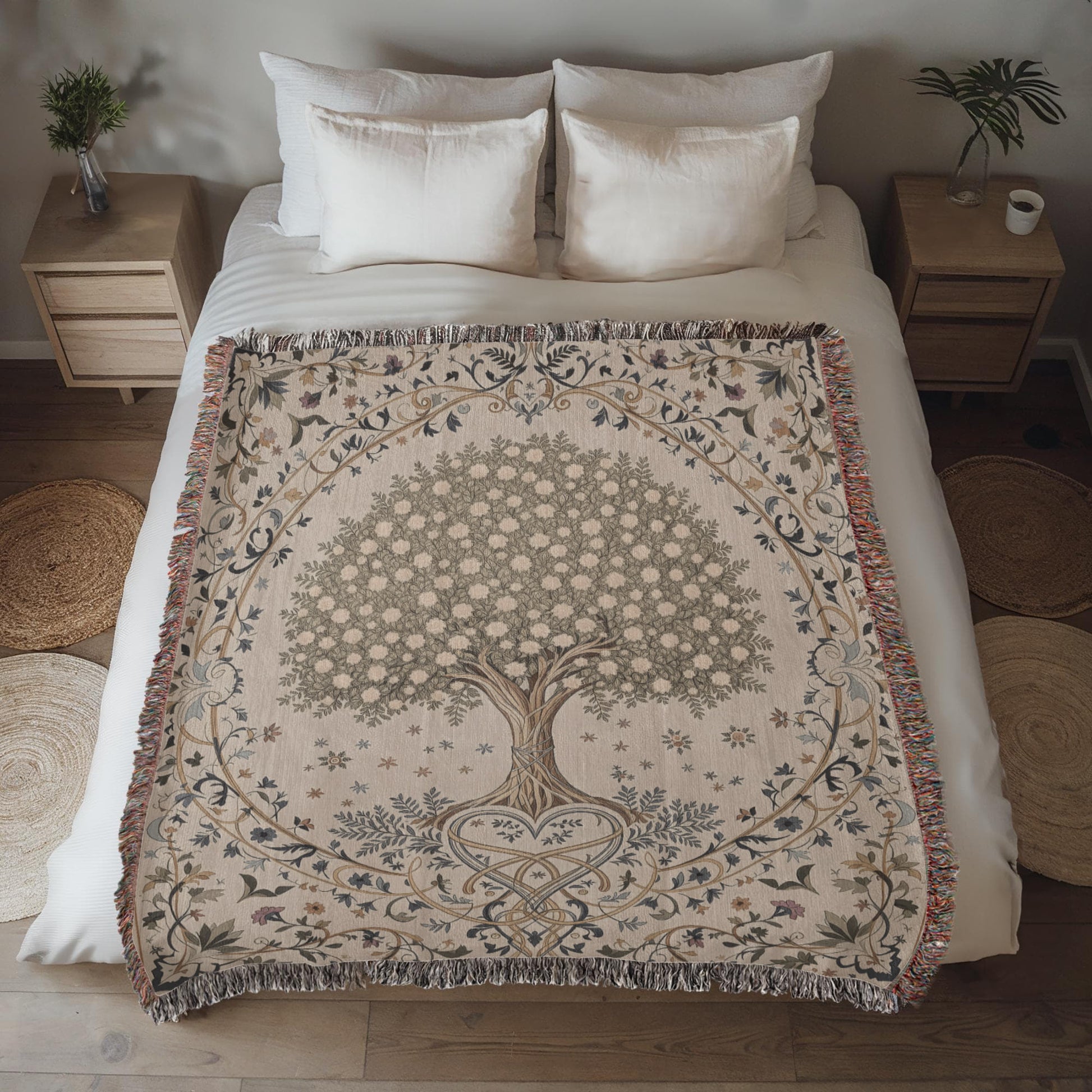 Tree of Life Floral Woven Blanket-[Heartfelt Family Gift]