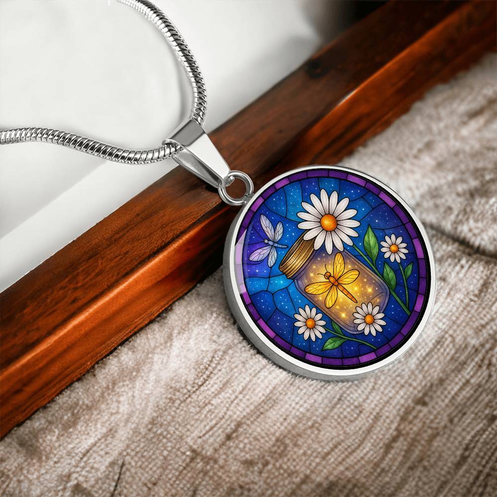 Dragonfy Floral Necklace with Engraving