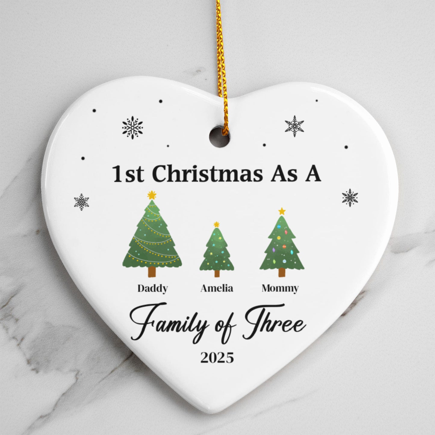 1st Christmas as a Family of Three Christmas Ornament