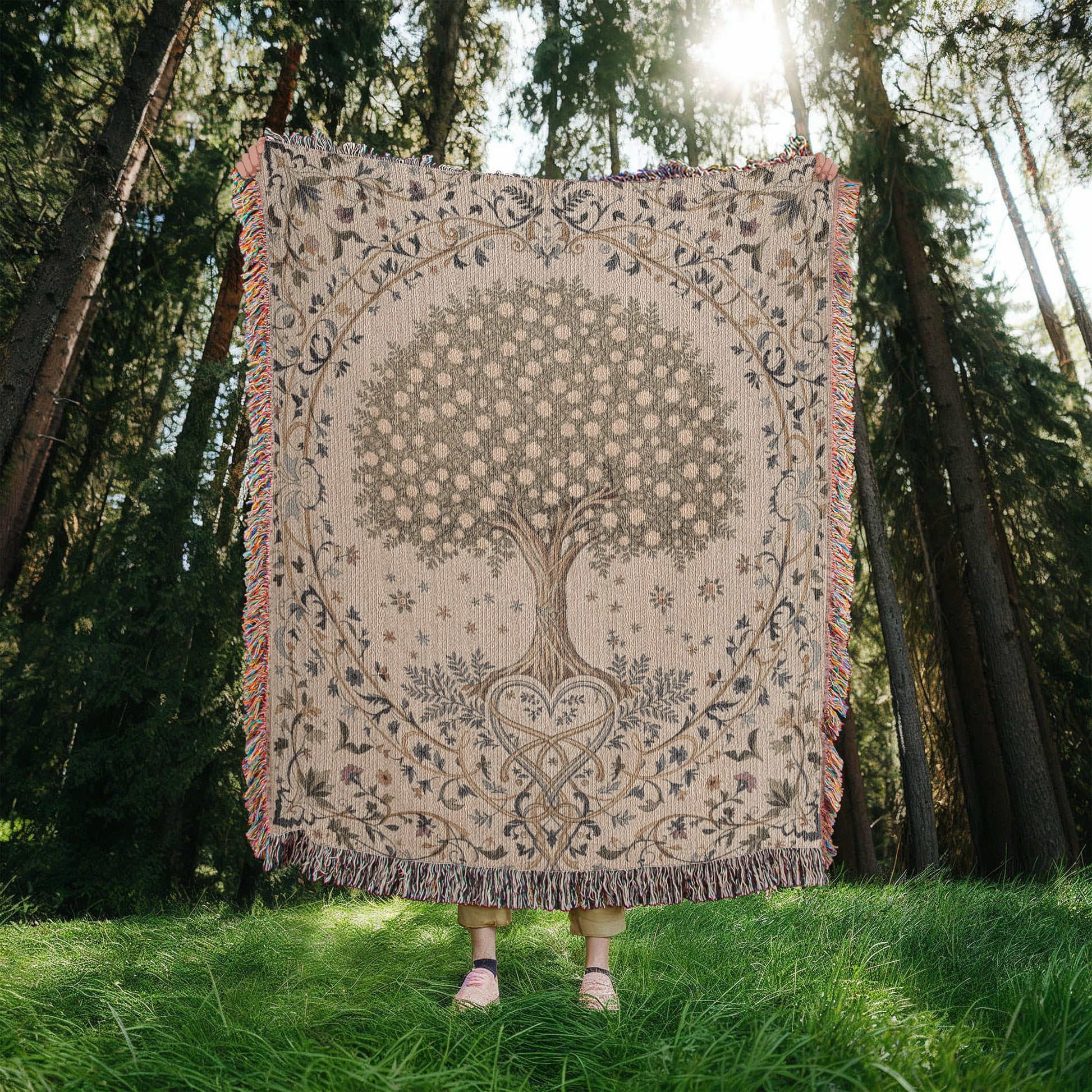 Tree of Life Floral Woven Blanket-[Heartfelt Family Gift]