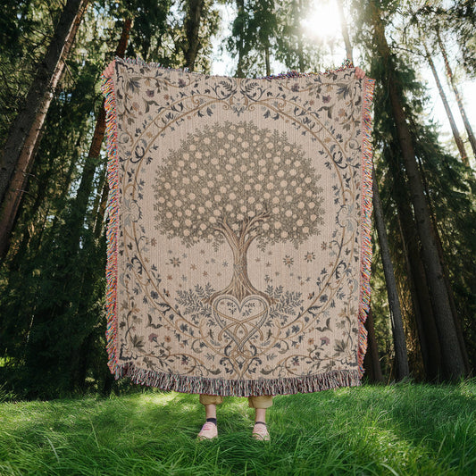 Tree of Life Floral Woven Blanket-[Heartfelt Family Gift]