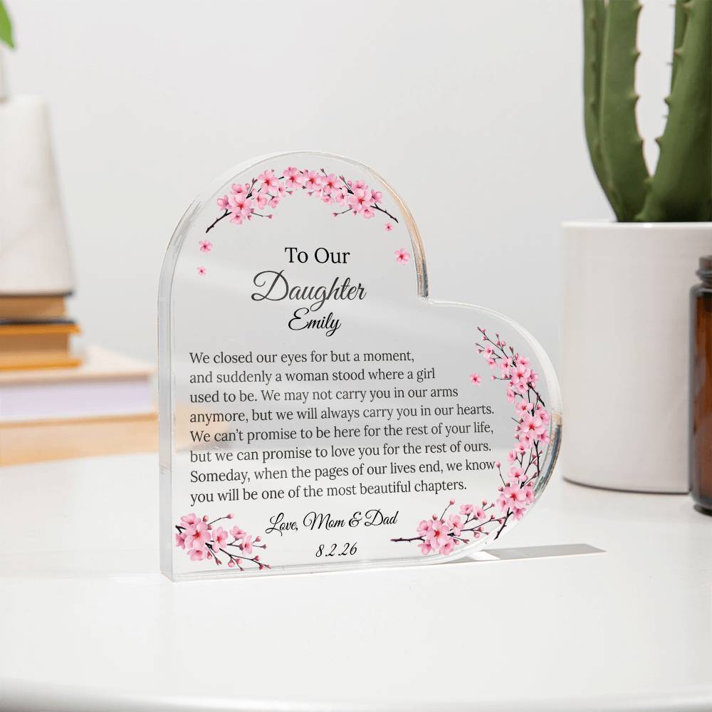 To Our Daughter Heart Plaque From Mom & Dad