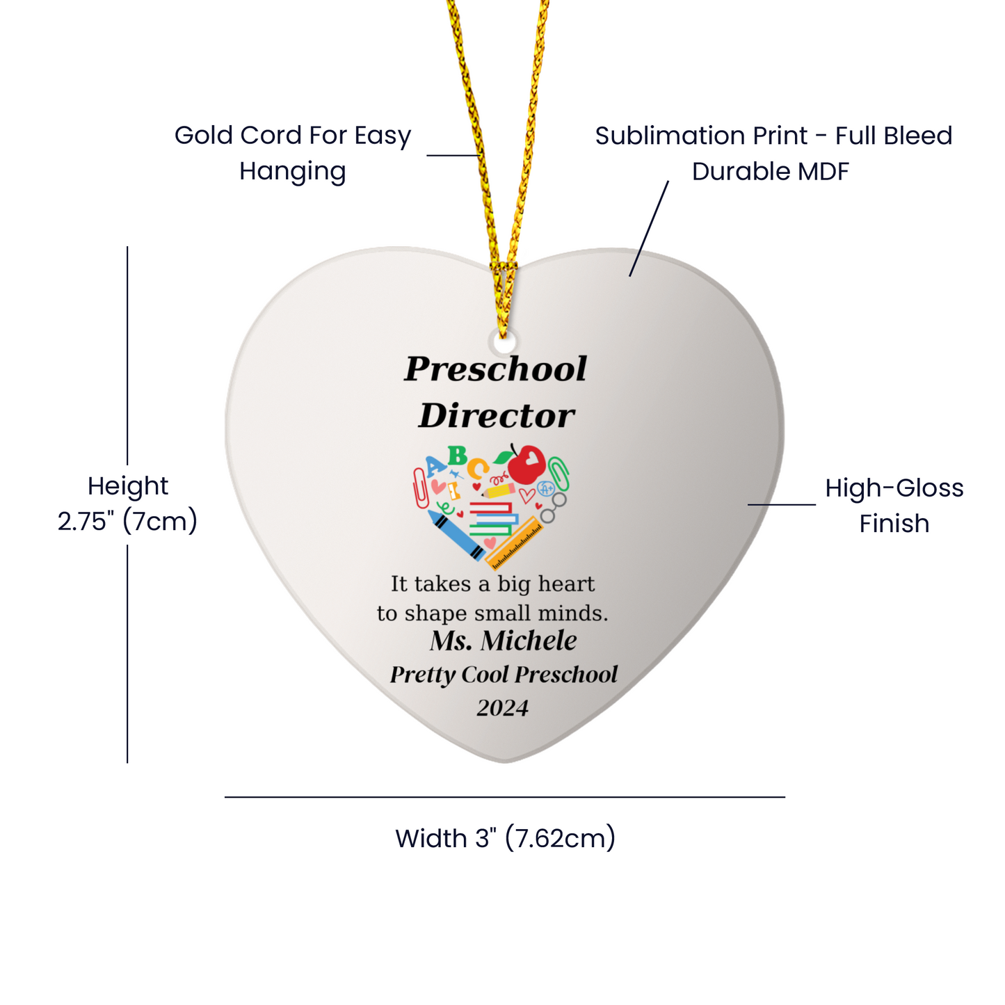Preschool Director Heart Ornament