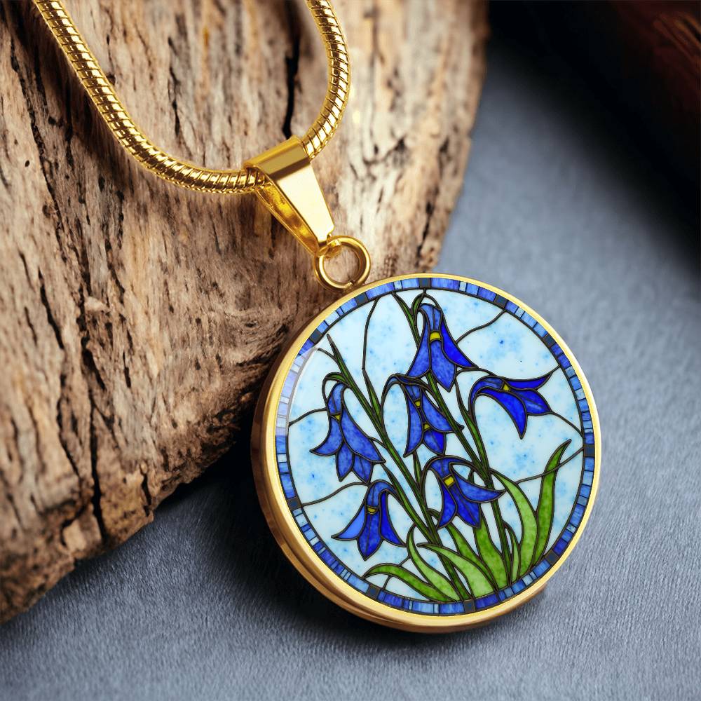 Iris Floral Necklace with Engraving