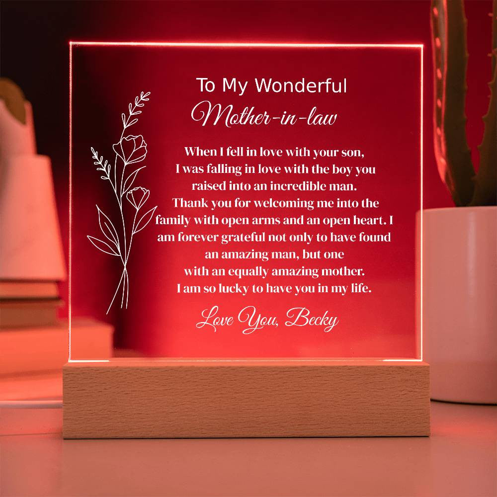 Personalized Mother In Law Lighted Plaque