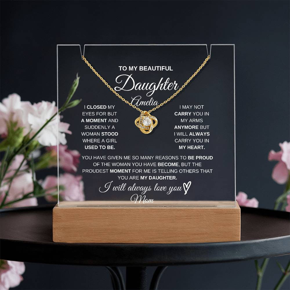 To My Daughter Acrylic Jewelry Holder and Necklace Gift Set-[Heartfelt Family Gift]