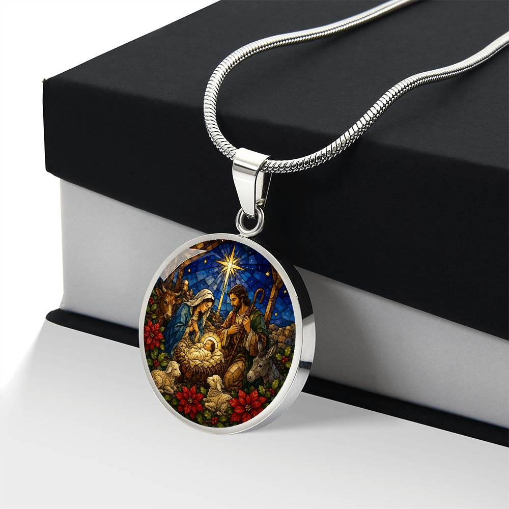 Nativity Scene Necklace, Religious Jewelry Gift, Personalized Christmas Pendant