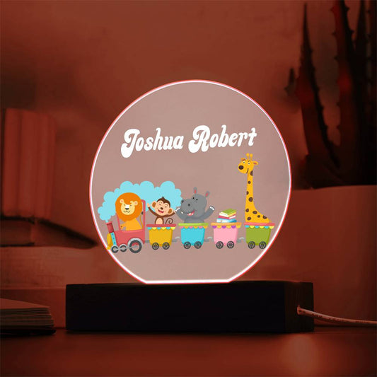 Safari Train Personalized Name Acrylic LED Nightlight-[Heartfelt Family Gift]