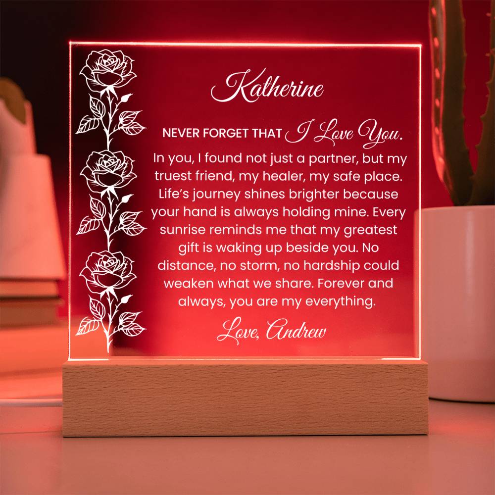 Personalized Wife Rose Plaque Gift