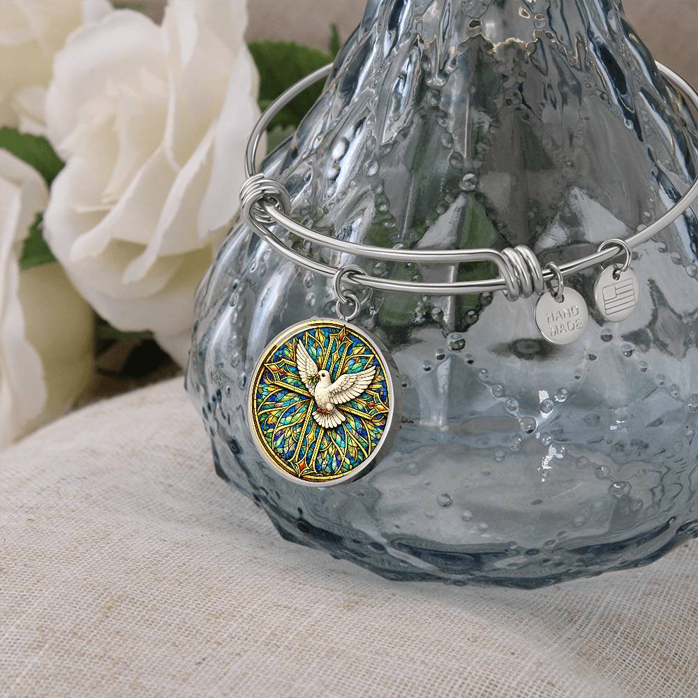 Personalized Dove and Holy Cross Necklace, Women's Religious Jewelry Gift