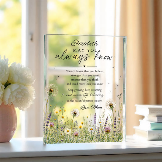 Encouragement Plaque for Daughter Granddaughter Friend, Custom Acrylic Block Gift, Inspirational Keepsake, Uplifting Home Decor Display