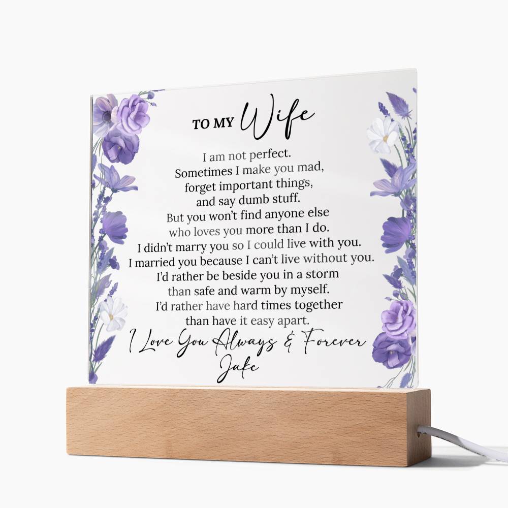 Personalized To My Wife Lighted Plaque