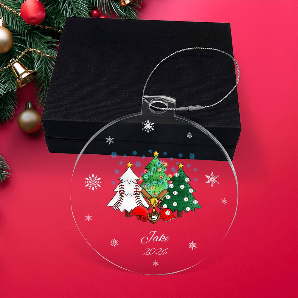 Baseball Christmas Trees Acrylic Ornament Plaque