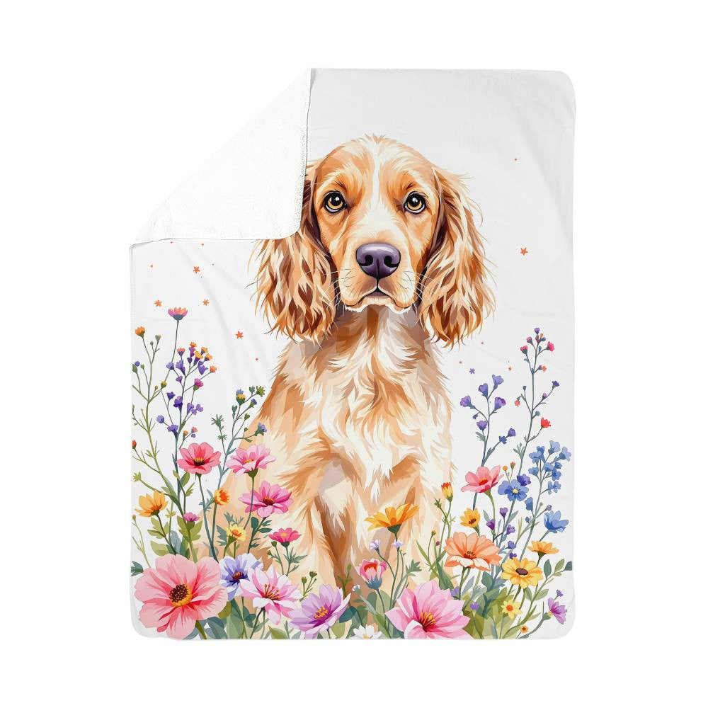 Wildflower Floral Cocker Spaniel Dog Blanket-[Heartfelt Family Gift]