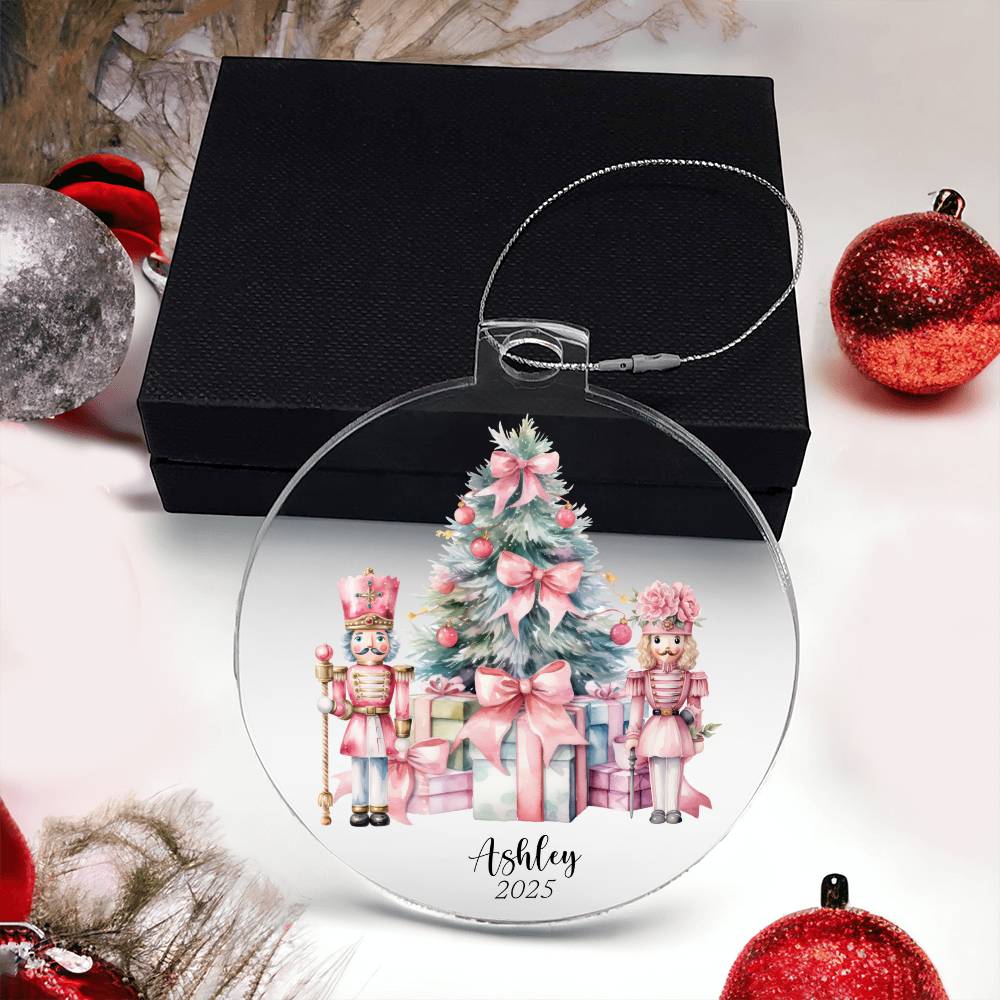 Nutcracker Coquette Bows Acrylic Christmas Ornament