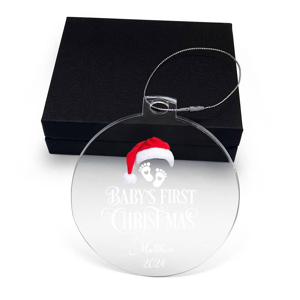 Baby 1st Christmas Santa Hat Acrylic Ornament-[Heartfelt Family Gift]