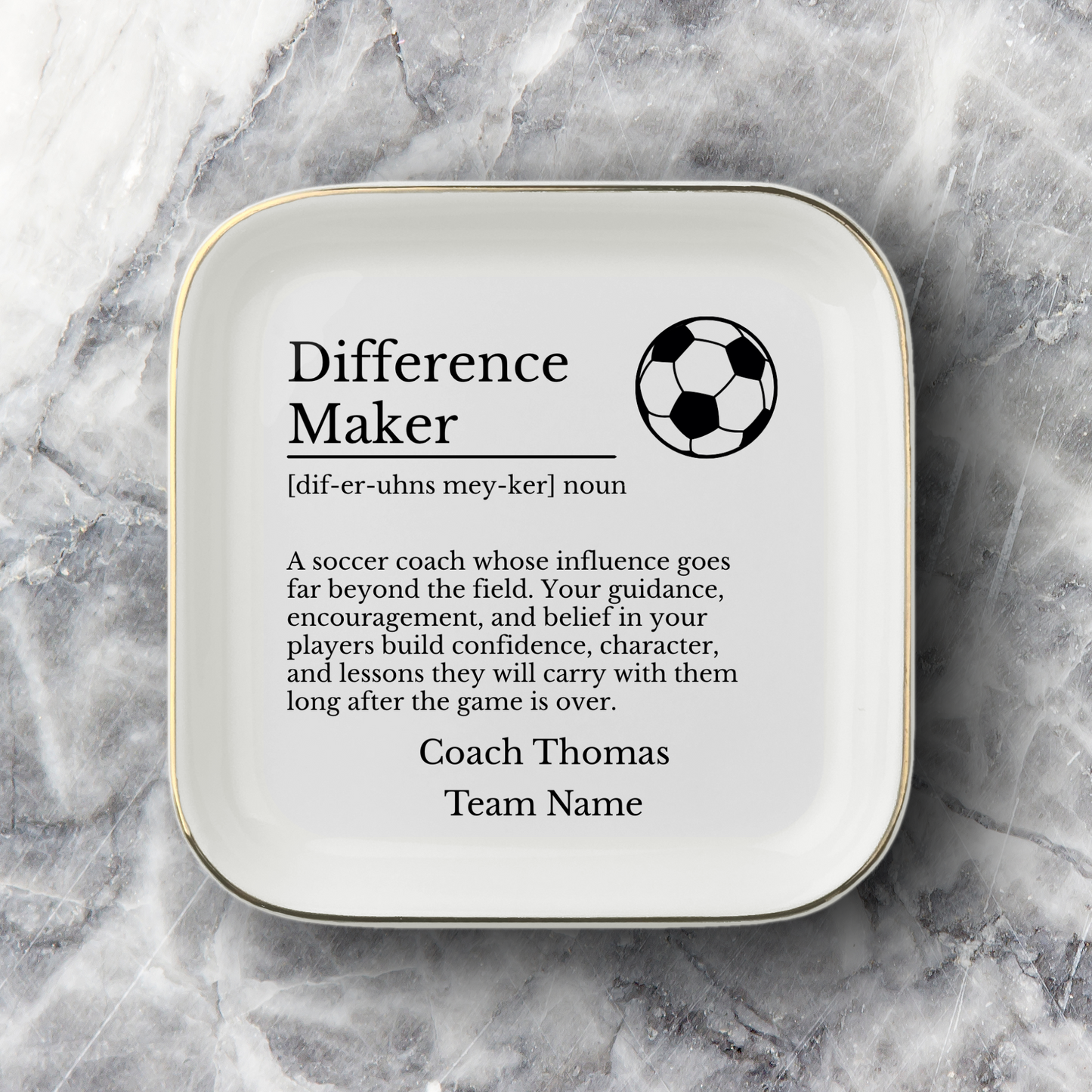 Soccer Coach Jewelry Dish Trinket Tray
