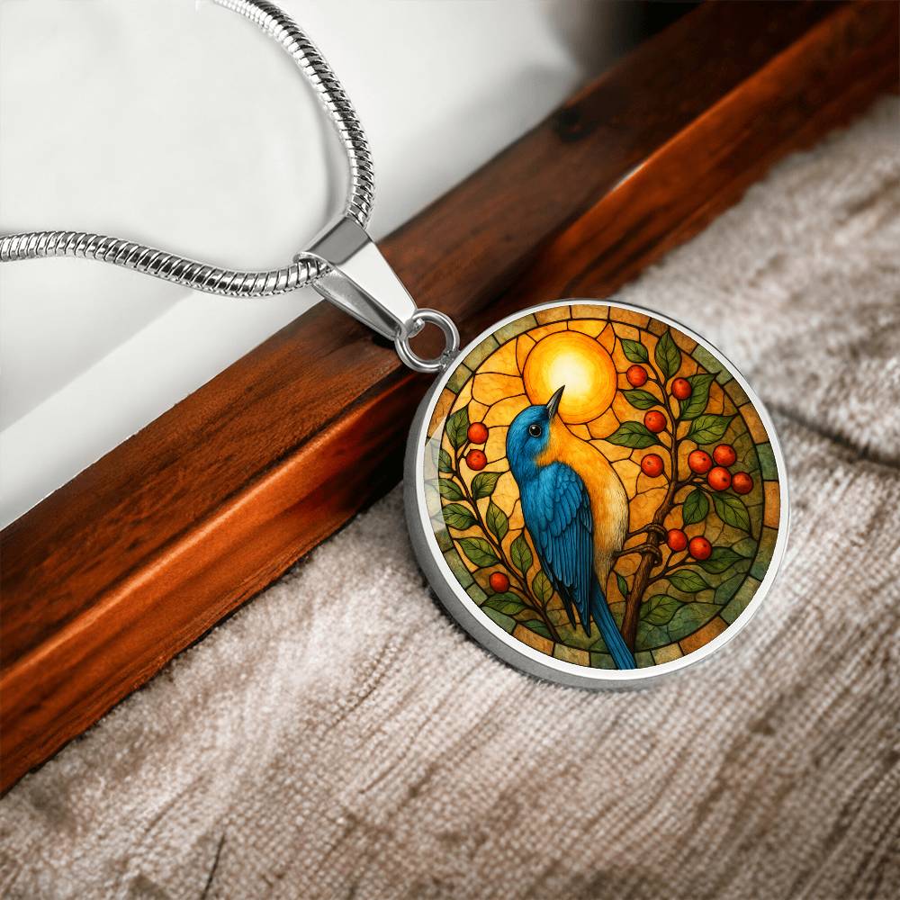 Bluebird Floral Necklace with Engraving