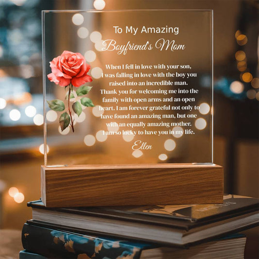 Personalized Boyfriend's Mom Lighted Plaque