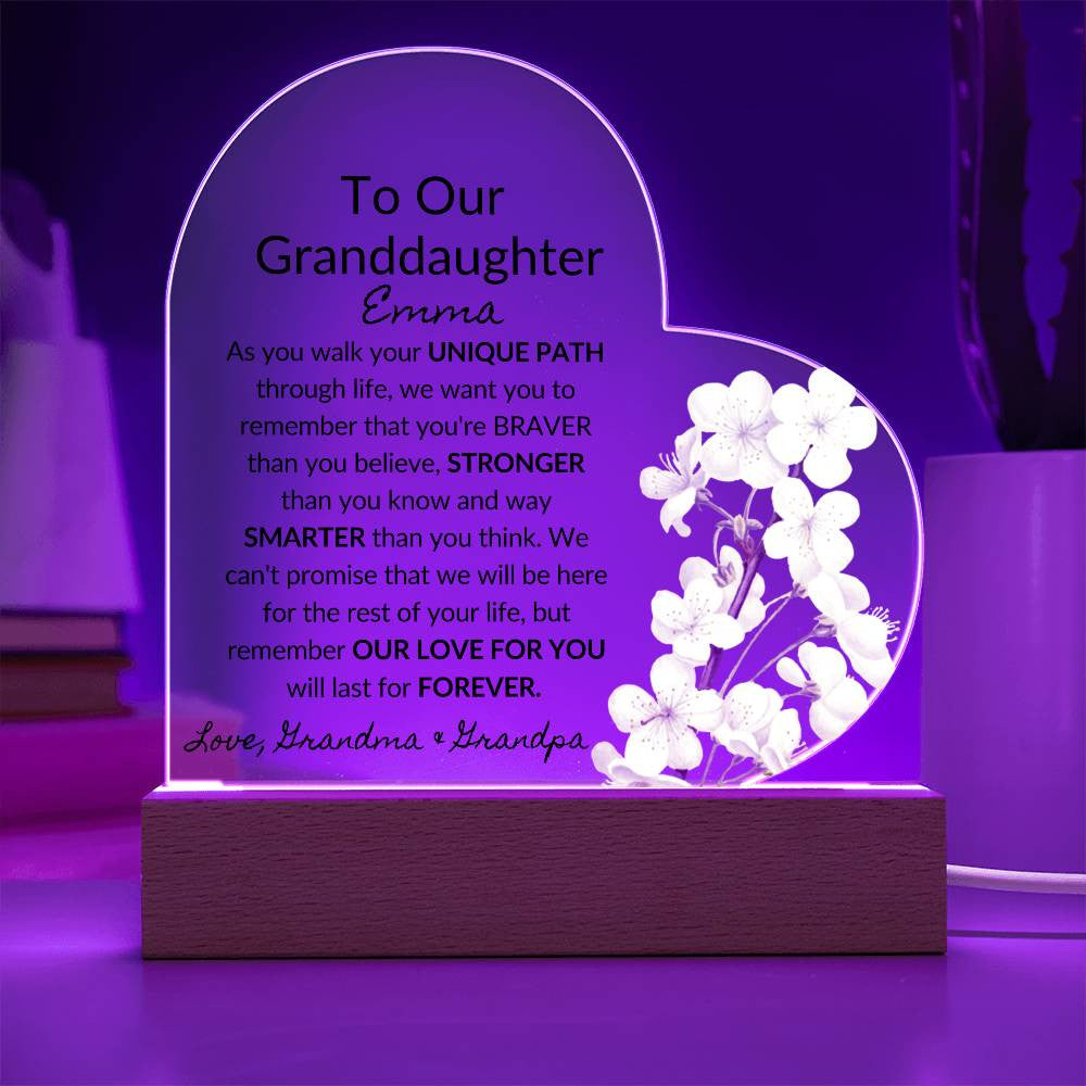 Granddaughter Acrylic Heart-[Heartfelt Family Gift]