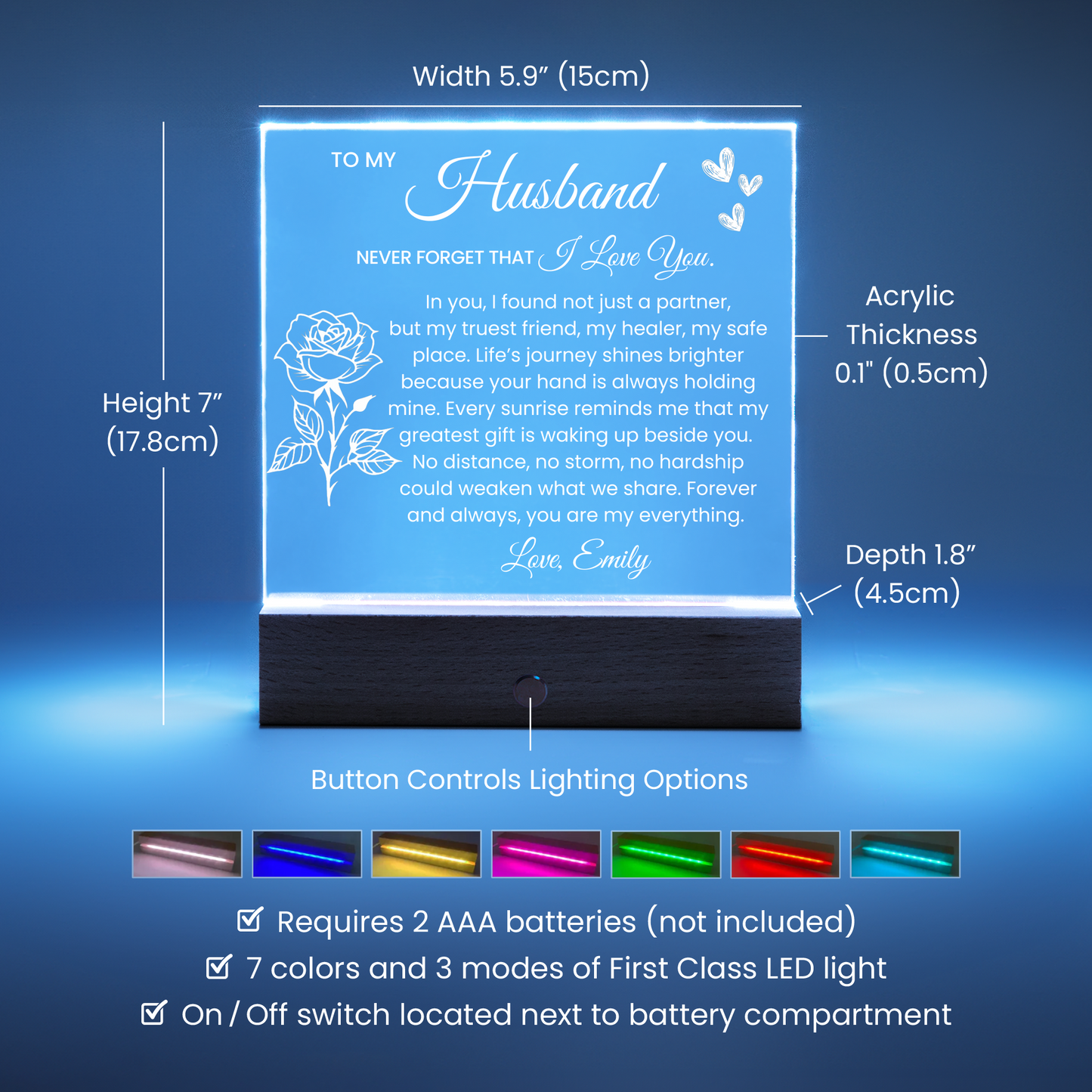 Romantic Acrylic Gift Plaque for Husband