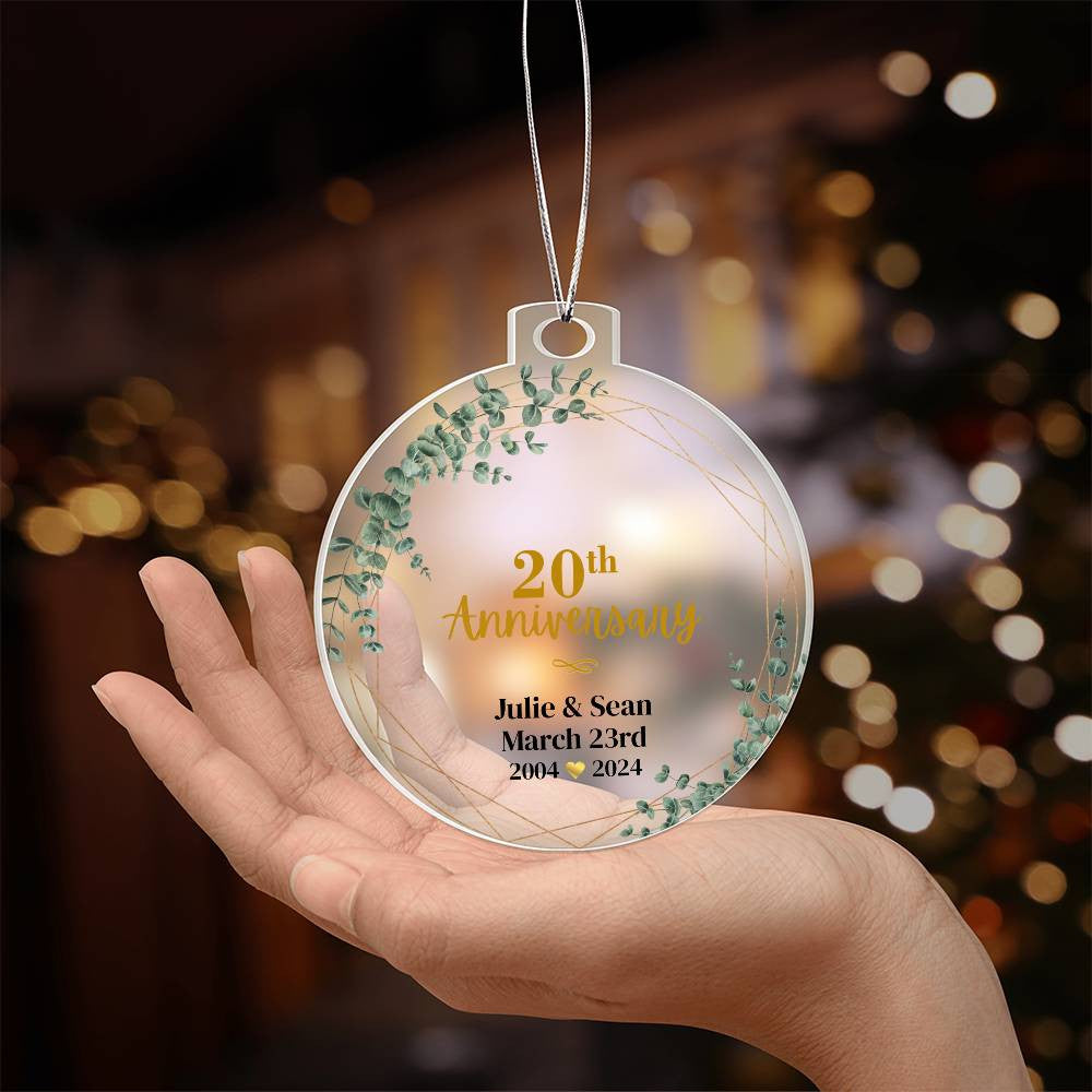 20th Wedding Anniversary Ornament