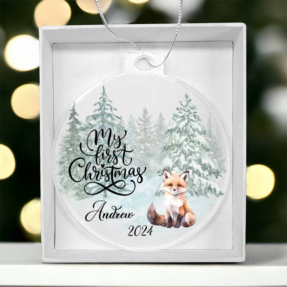 Baby's 1st Christmas Raccoon Woodland Acrylic Ornament-[Heartfelt Family Gift]