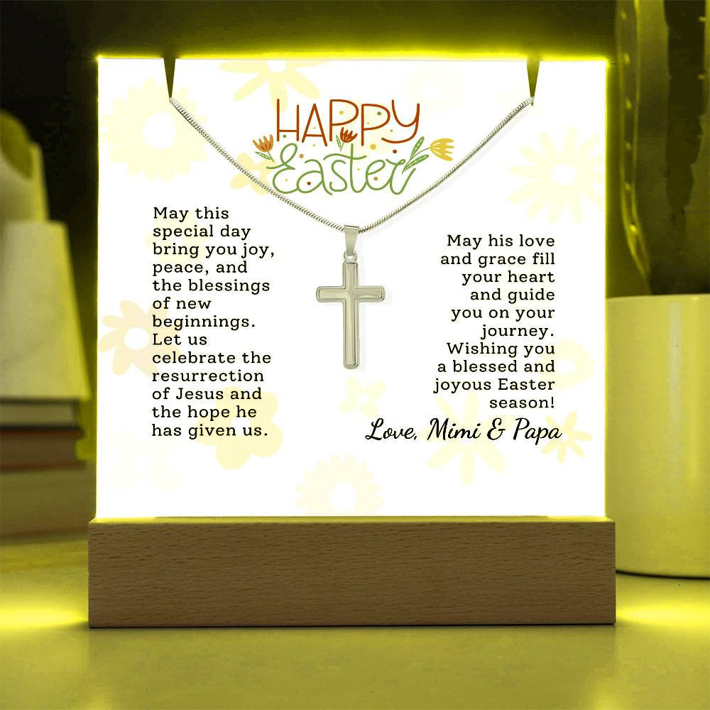 Easter Gift Cross Necklace with Lighted Acrylic Sign