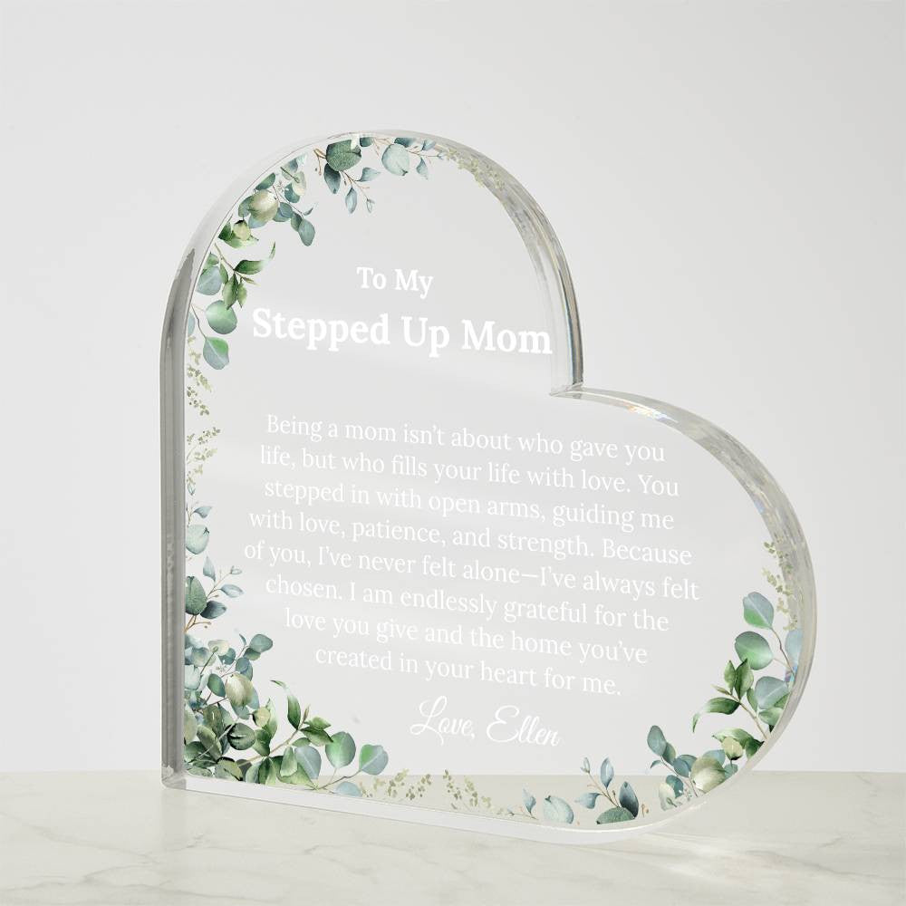 Personalized Stepped Up Mom Heart Plaque