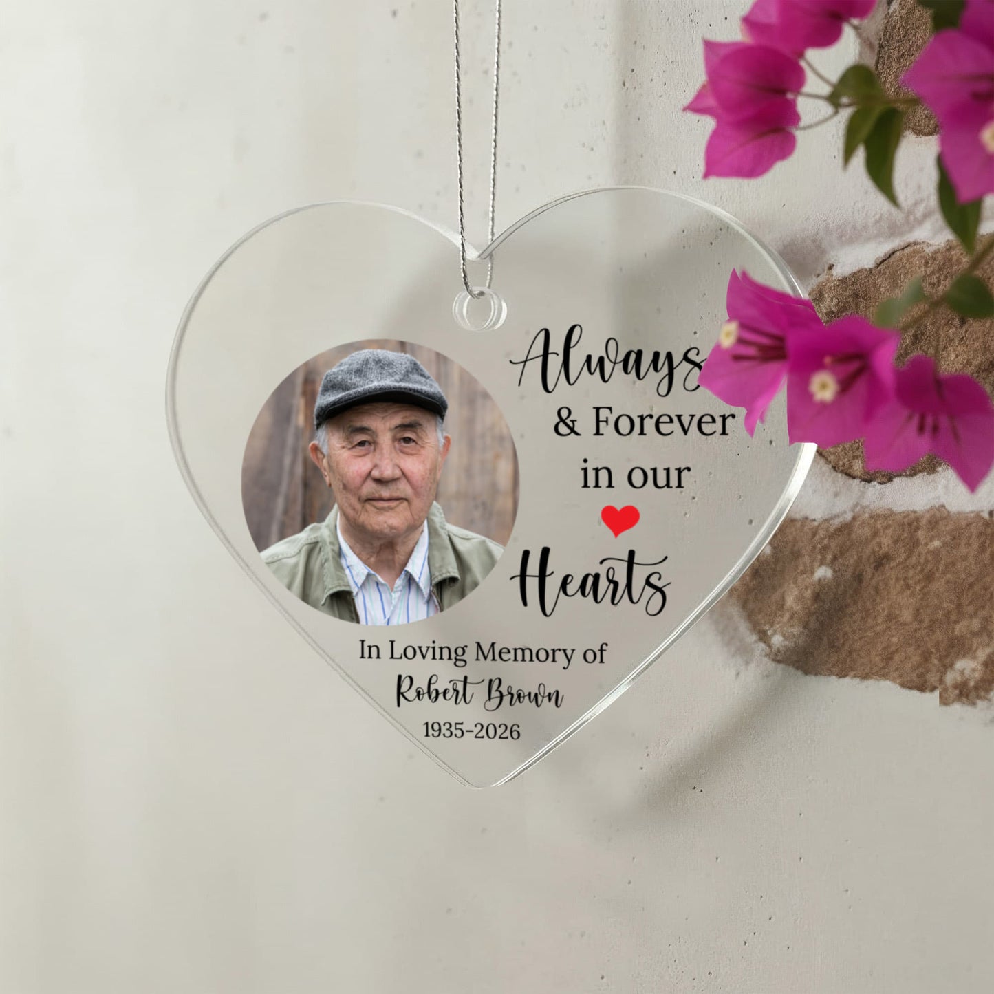 Memorial Photo Acrylic Heart Ornament
