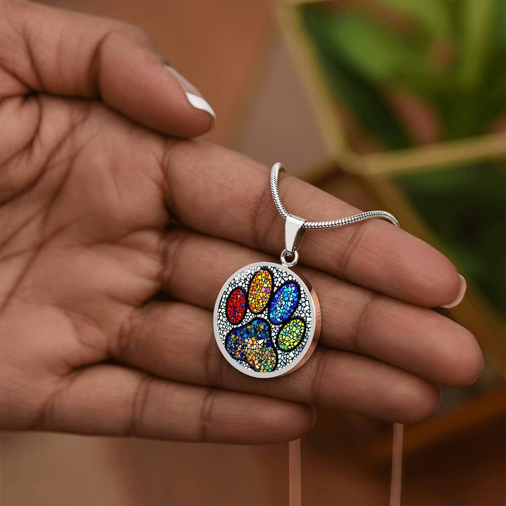 Paw Print Rainbow Bridge Pendant Necklace-[Heartfelt Family Gift]