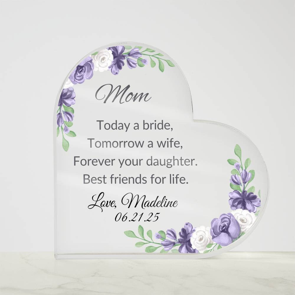 Mother of The Bride Acrylic Heart Plaque-[Heartfelt Family Gift]