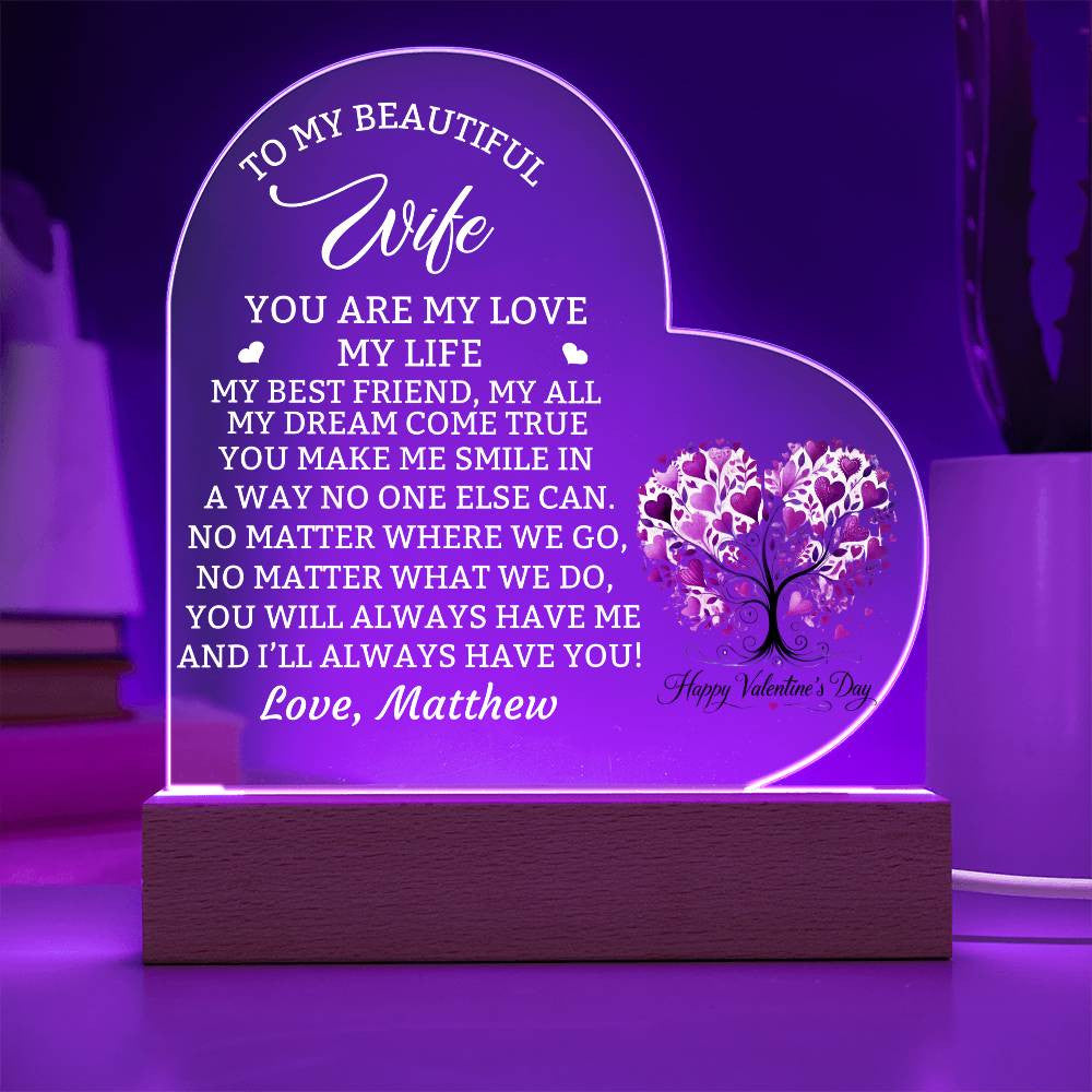 Valentines Day Acrylic Heart Gift for Wife-[Heartfelt Family Gift]