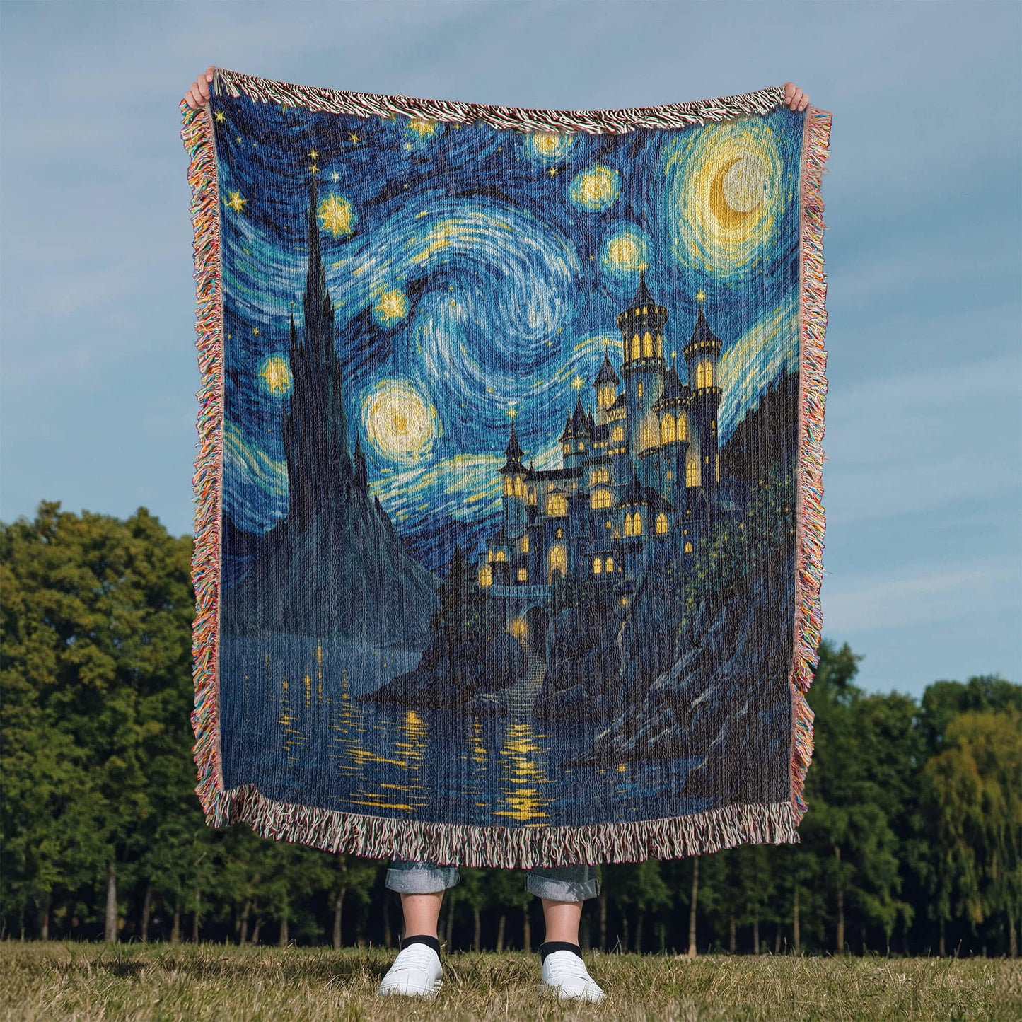 Mystical Castle Woven Cotton Throw-[Heartfelt Family Gift]