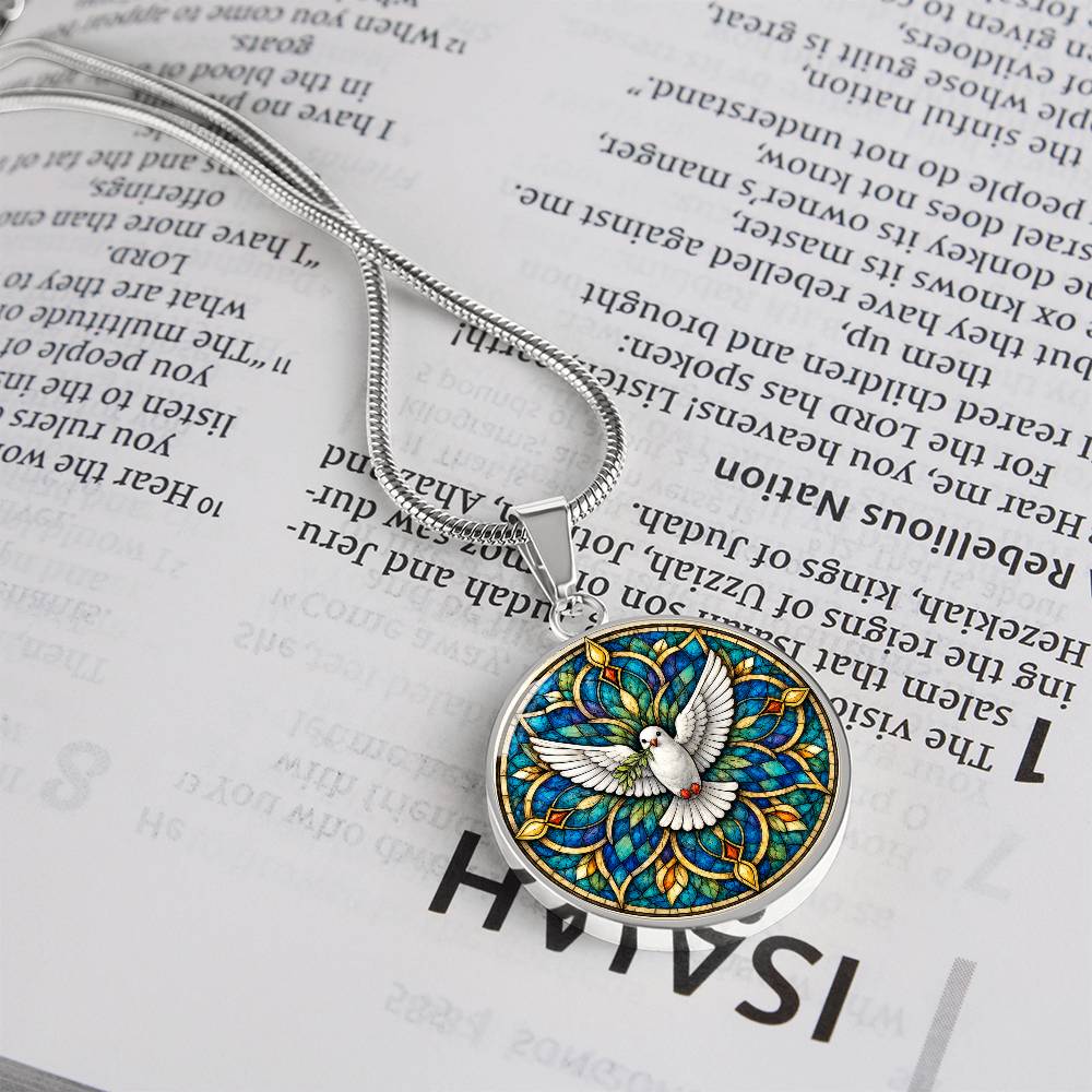 Dove Holy Cross Necklace, Personalized Spiritual Pendant, Memorial Jewelry, Religious Faith Gifts