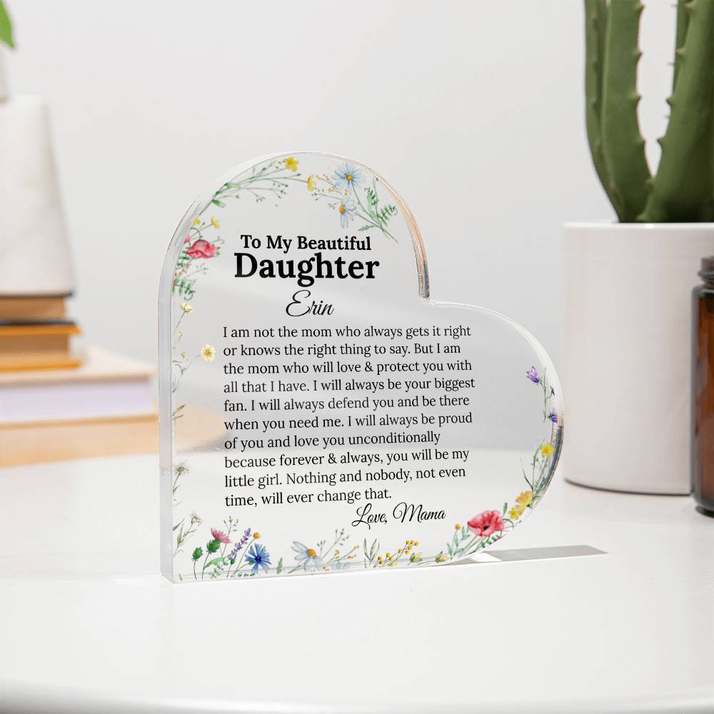 To My Daughter Heart Plaque Gift from mom