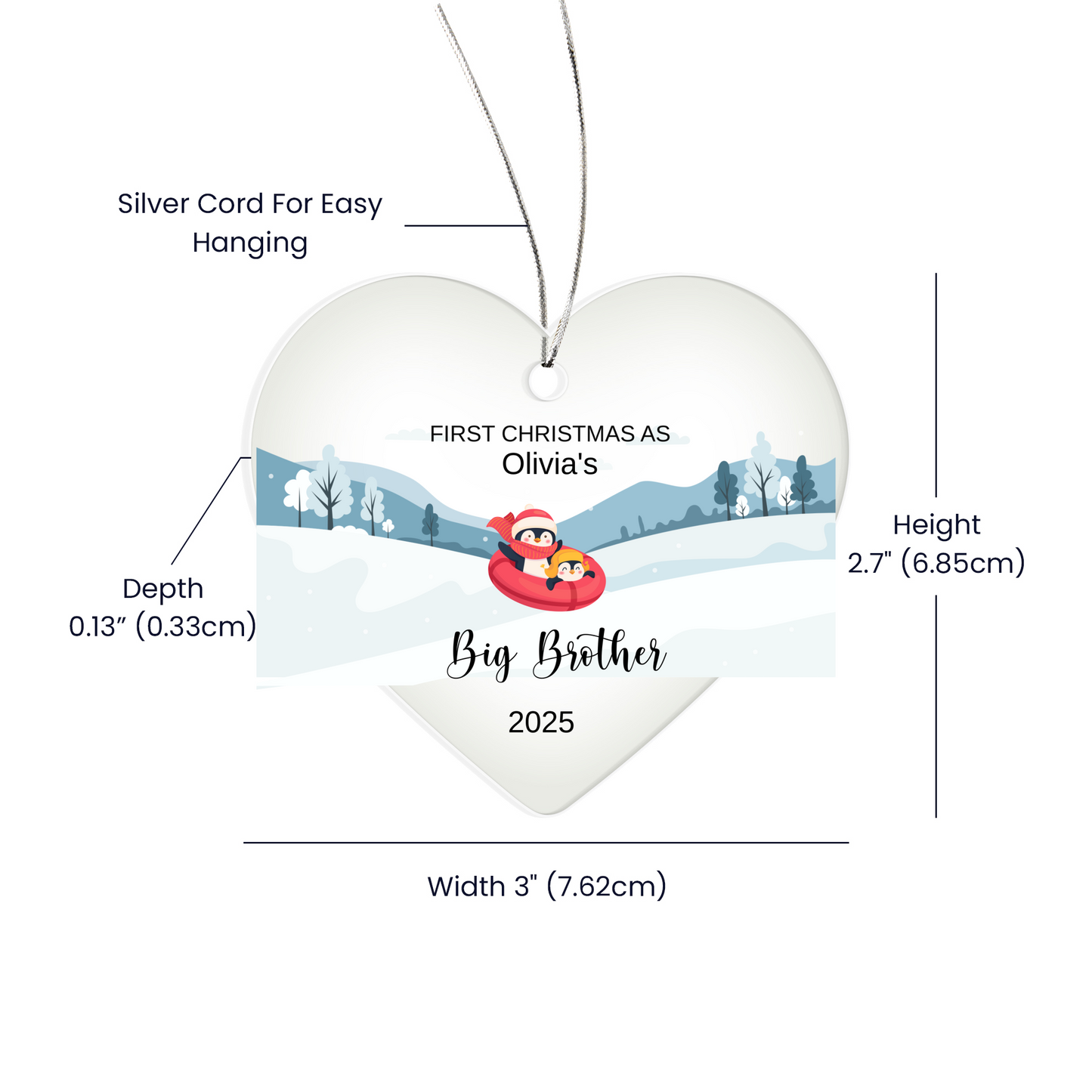 Big Brother or Sister Acrylic Heart Ornament for New Baby