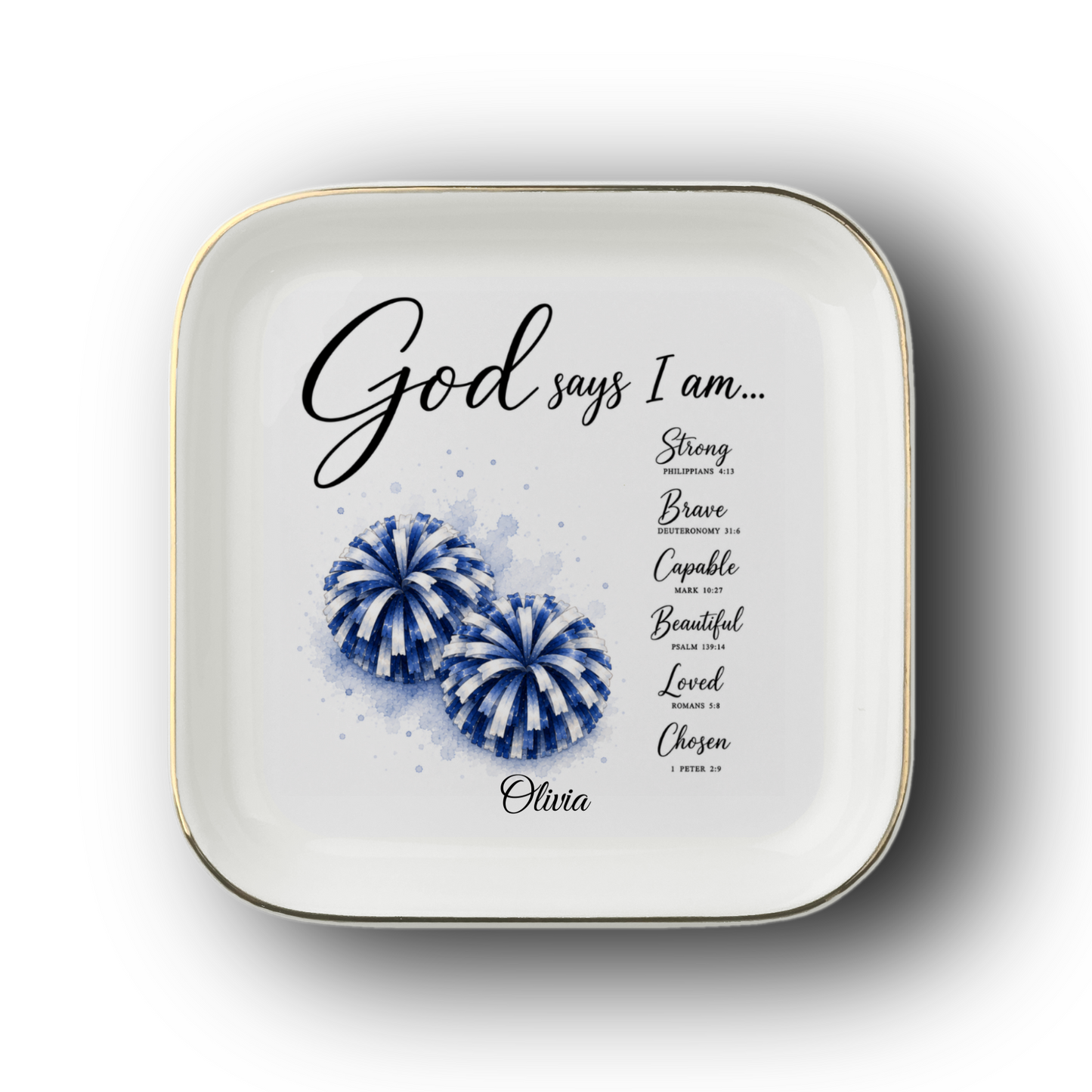 Christian Cheerleader Jewelry Dish Trinket Tray