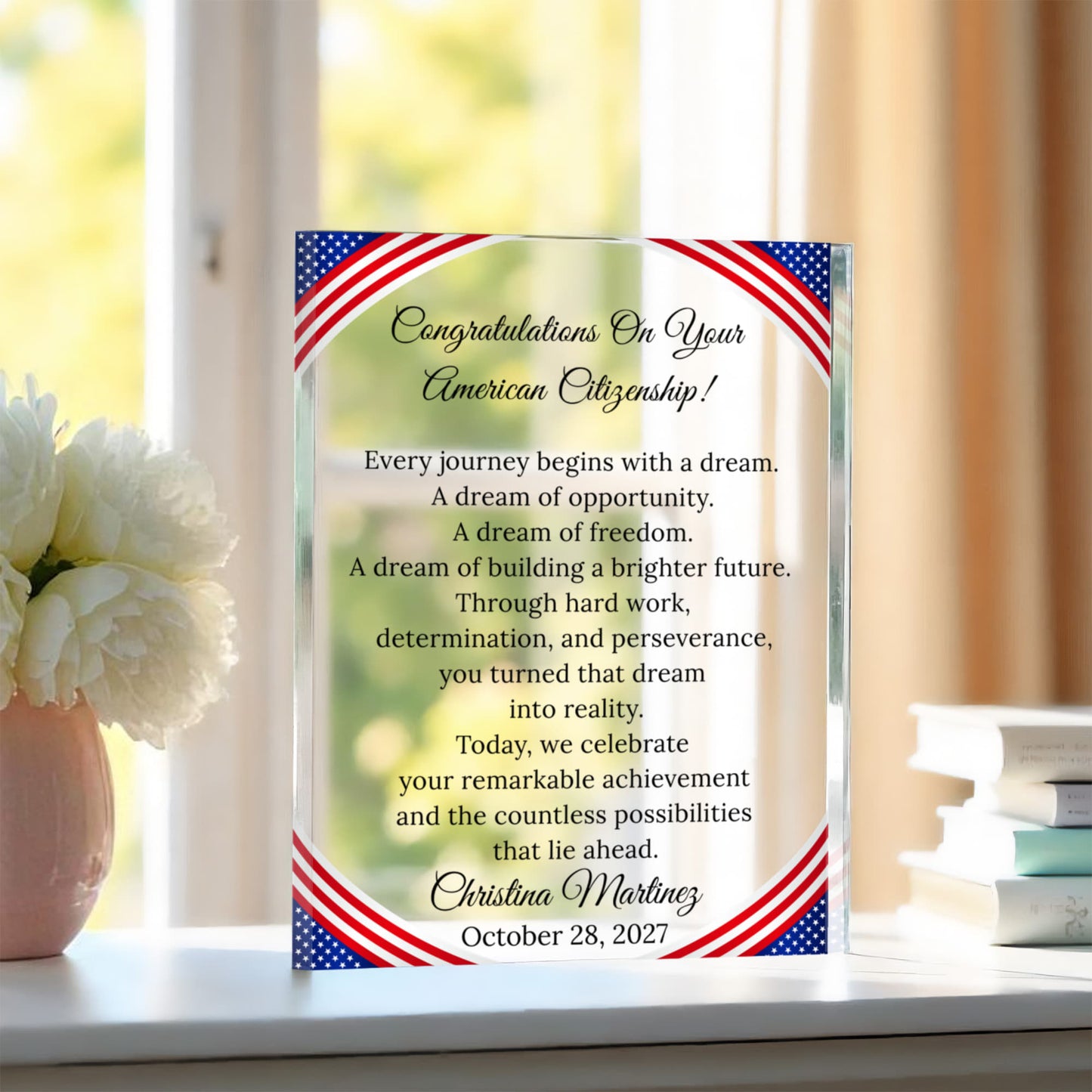 Naturalized United States Citizen Congratulations Plaque