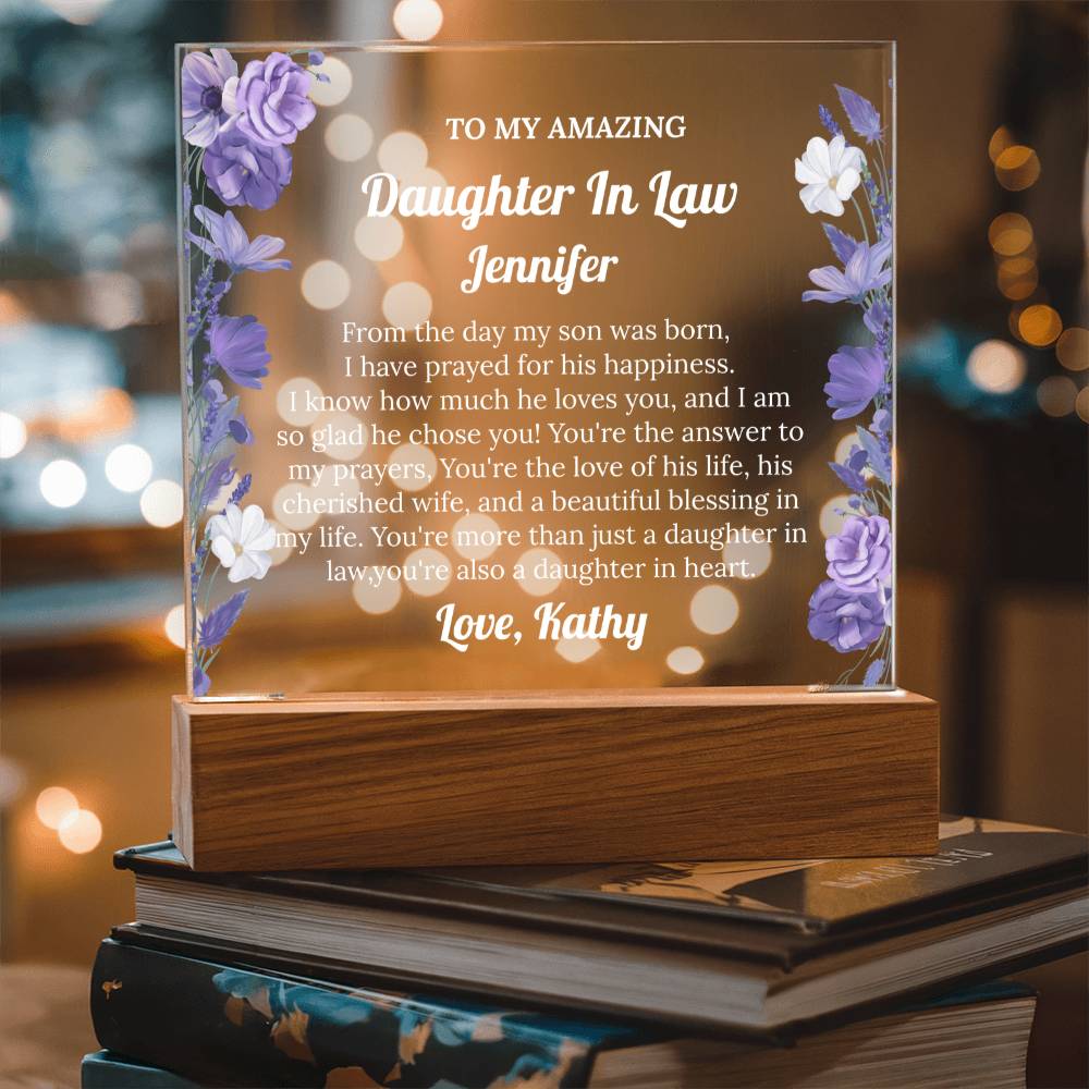 Daughter In Law Gift, Personalized Acrylic Plaque