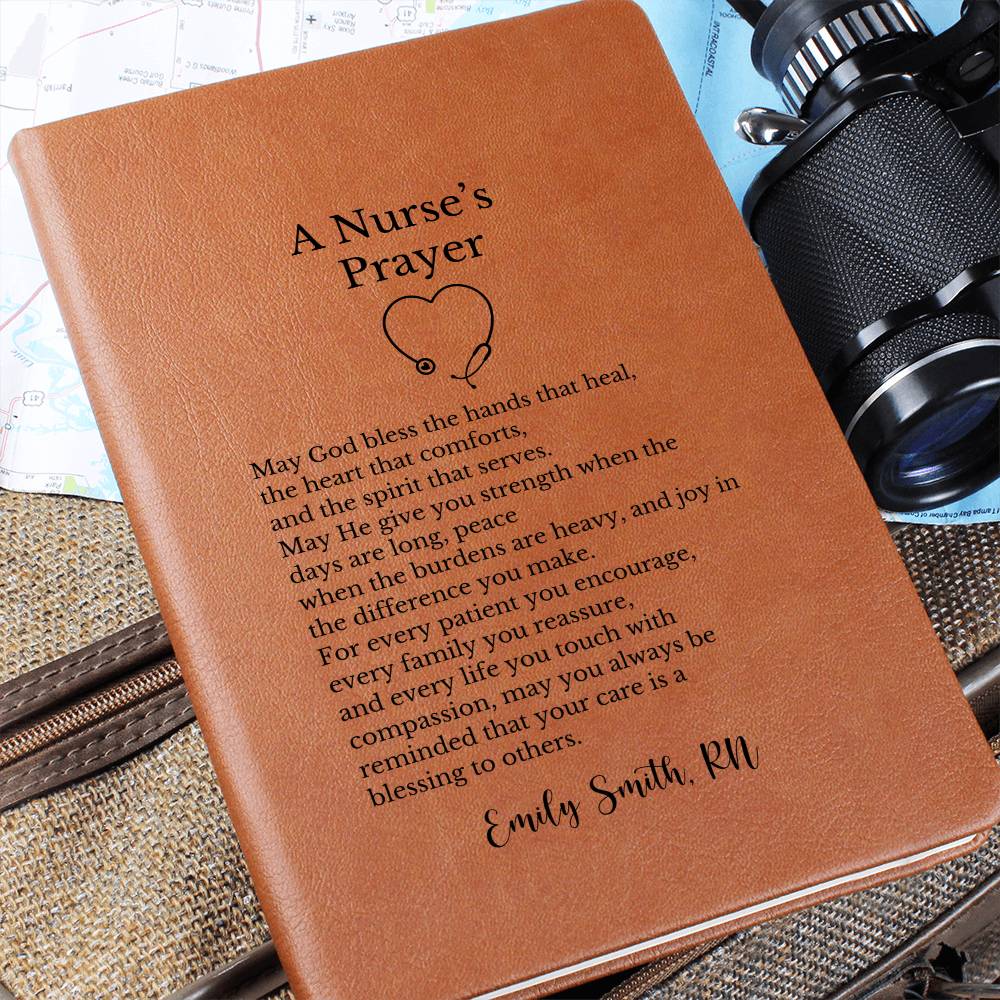 A Nurses Prayer Journal, Vegan Leather Notebook Gift, Inspiring Nurse Keepsake, Personalized Prayer Book, RN Thank You Gift