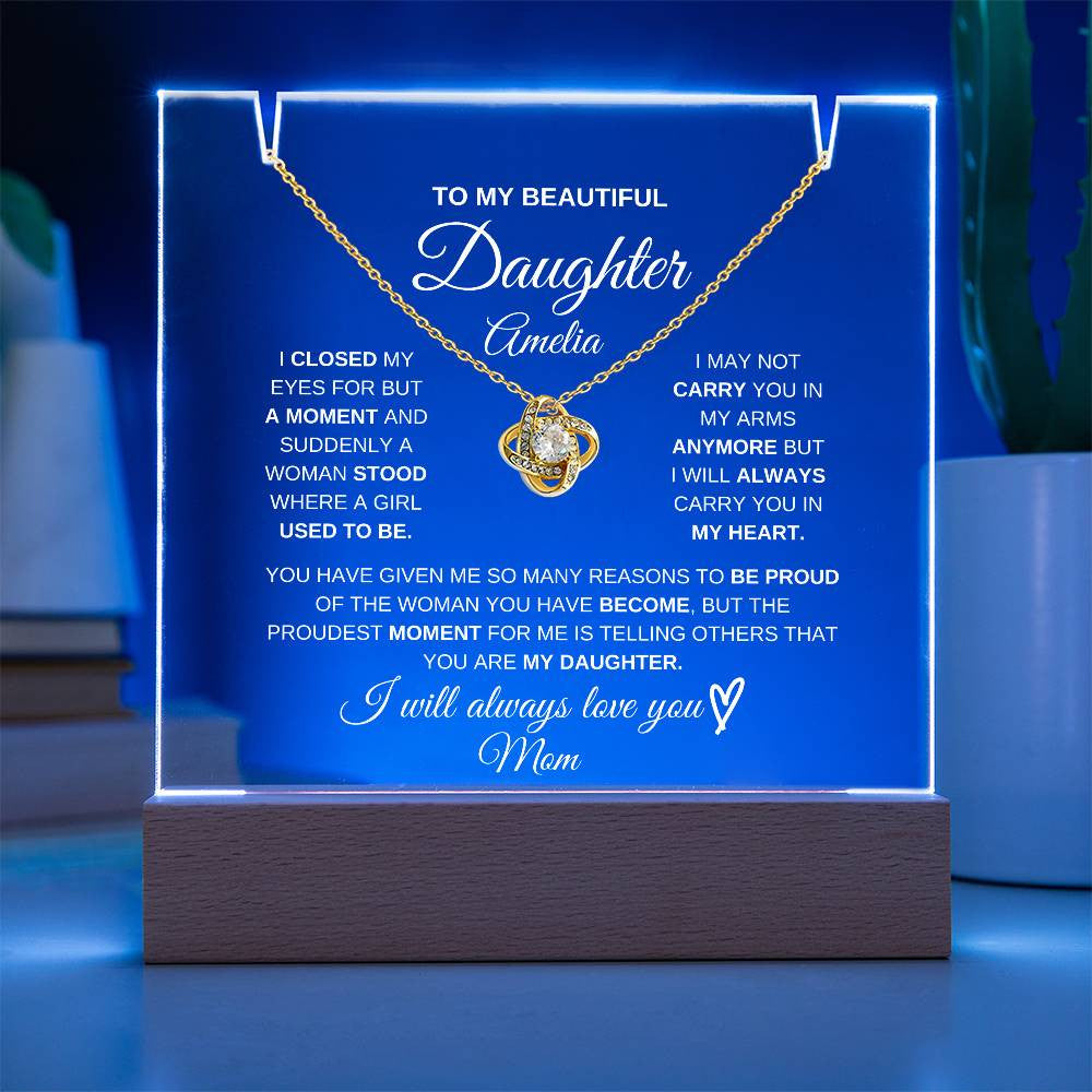 To My Daughter Acrylic Jewelry Holder and Necklace Gift Set-[Heartfelt Family Gift]